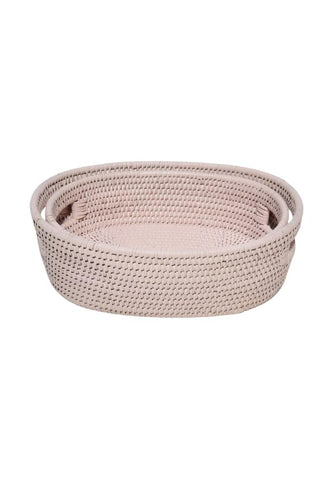 Cotswolds Oval Rattan Basket Pink - Set of 2