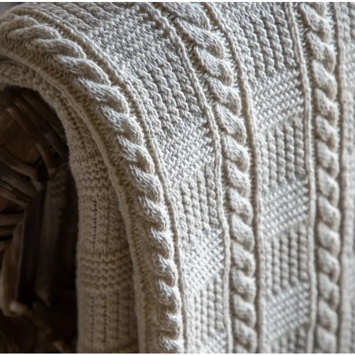 Cotton Cable Knit Throw 170cm x 130cm - throw
