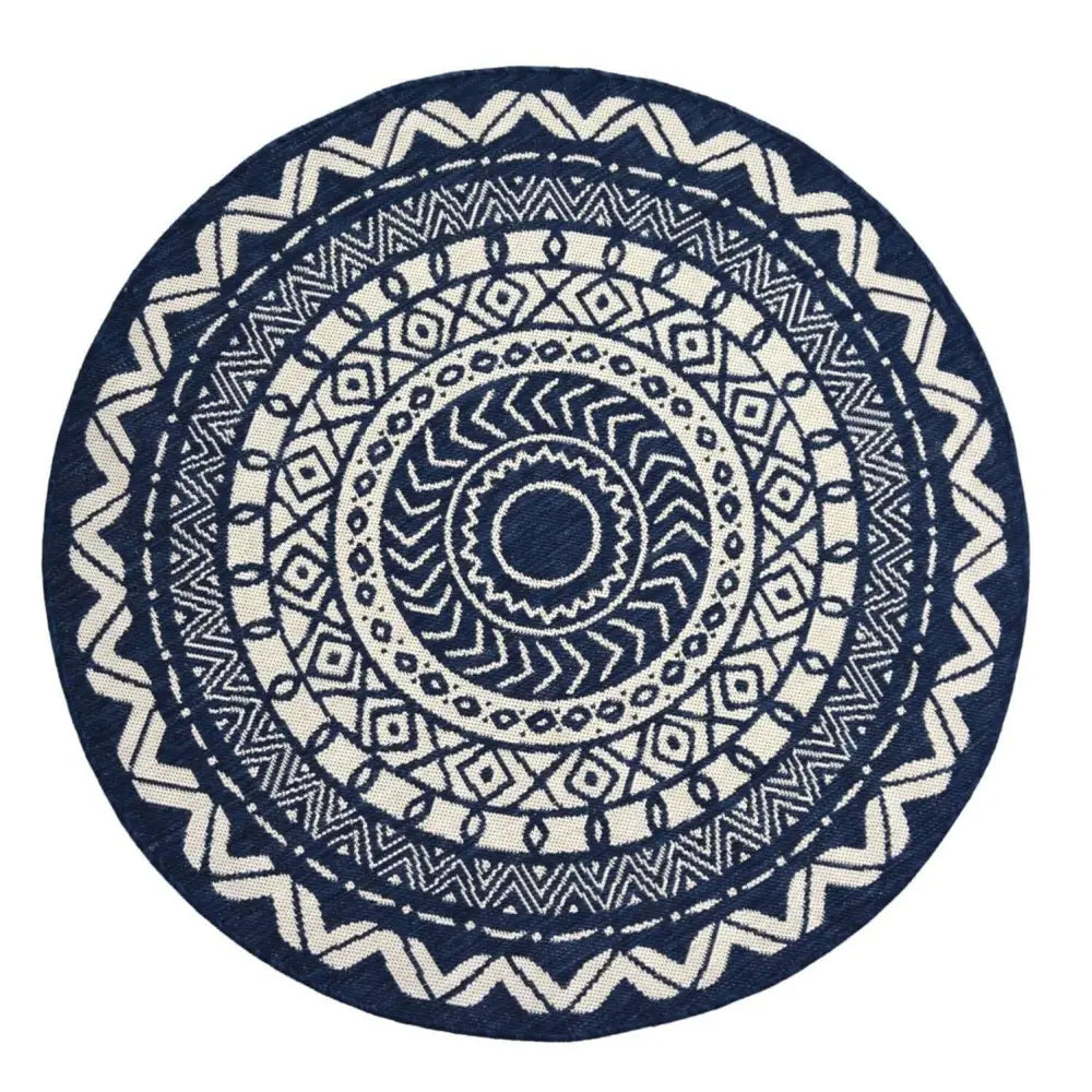 County Circle Indoor/Outdoor Rug | 11659A - Ø 133 cm / Blue - Rugs