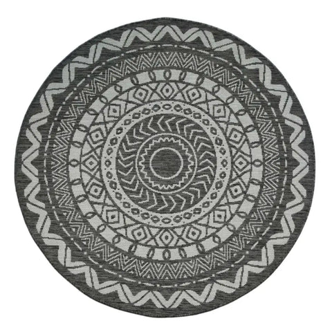 County Circle Indoor/Outdoor Rug | 11659A - Ø 133 cm / Grey - Rugs