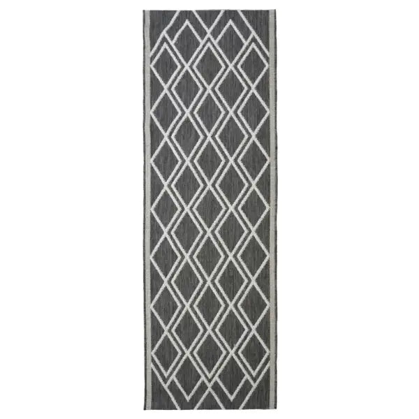 County Diamonds Indoor/Outdoor Rug | 11651A - 67X200 cm / Grey - Rugs