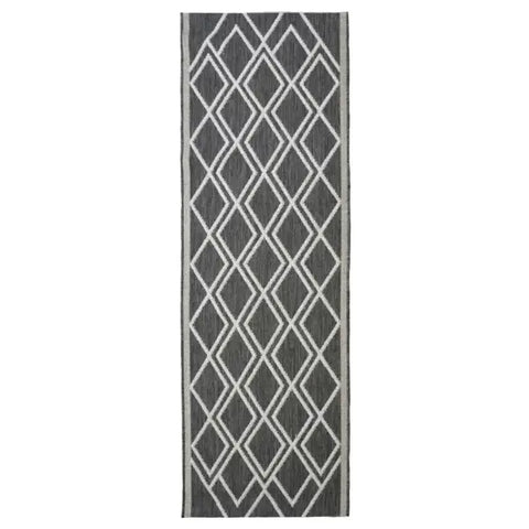 County Diamonds Indoor/Outdoor Rug | 11651A - 67X200 cm / Grey - Rugs