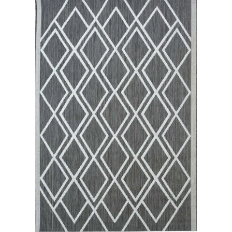 County Diamonds Indoor/Outdoor Rug | 11651A - 80X150 cm / Grey - Rugs