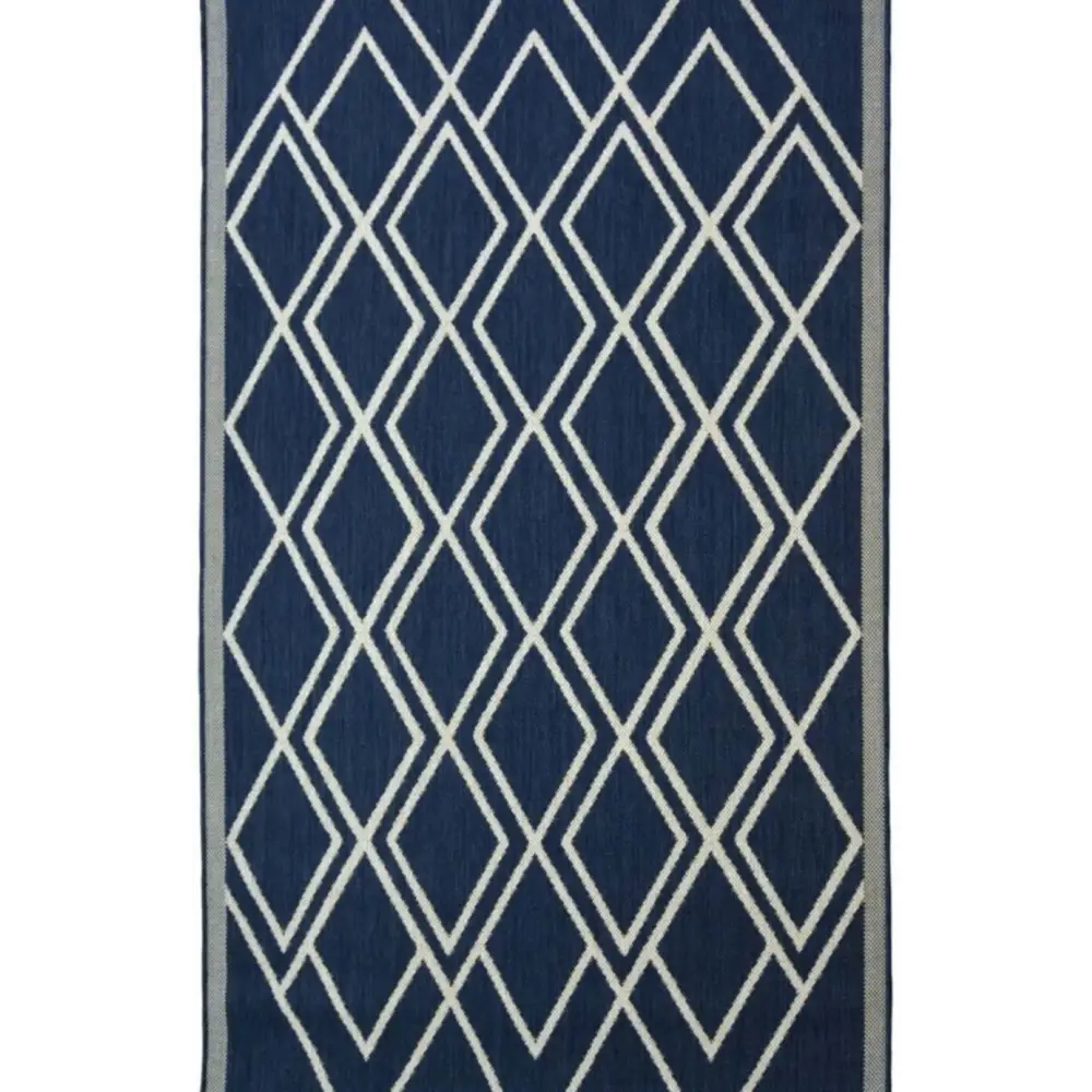 County Diamonds Indoor/Outdoor Rug | 11651A - 80X150 cm / Navy - Rugs