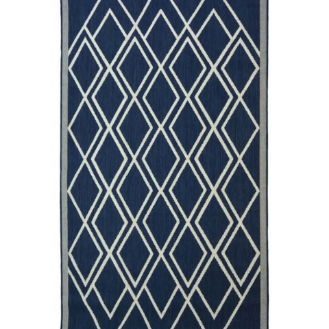 County Diamonds Indoor/Outdoor Rug | 11651A - 80X150 cm / Navy - Rugs