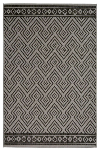 County geo grey indoor outdoor rug with gray and black geometric diamond pattern perfect for indoor or outdoor use
