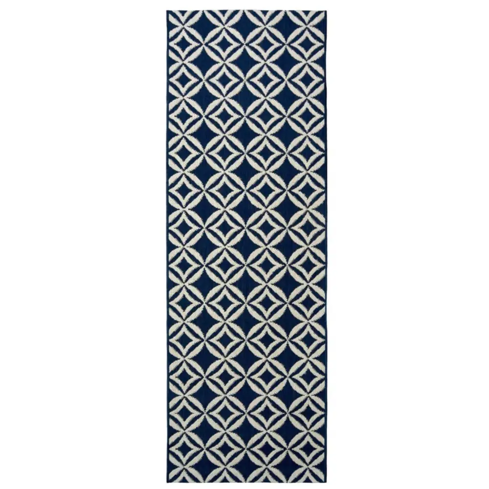 County Geo Indoor/Outdoor Rug | 11419A - 67X200 cm / Blue - Rugs