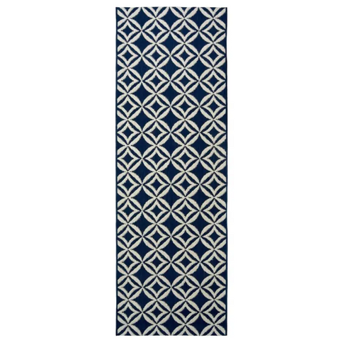 County Geo Indoor/Outdoor Rug | 11419A - 67X200 cm / Blue - Rugs