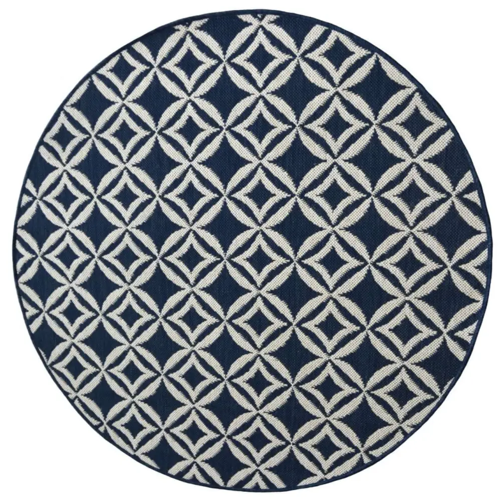 County Geo Indoor/Outdoor Rug | 11419A - Ø 120 cm / Blue - Rugs