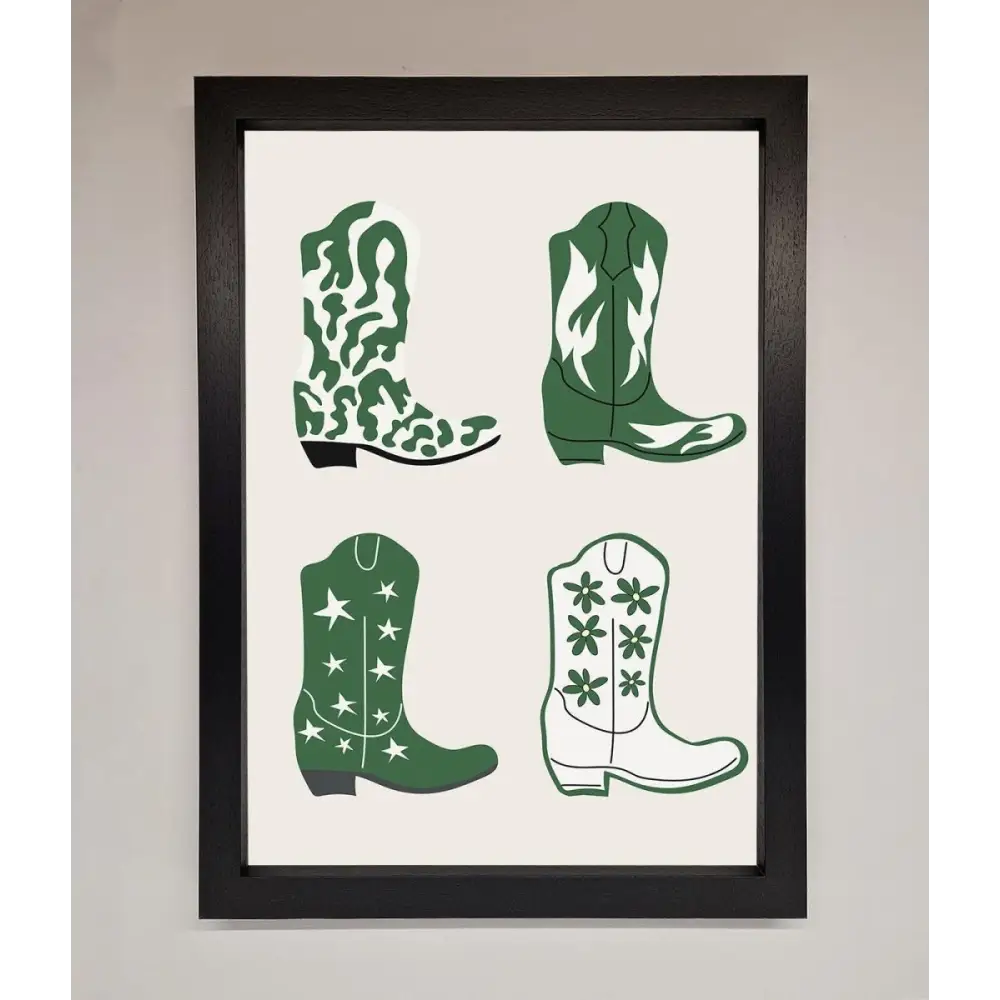 Cowboy Boots Framed Print - A3 (29.7 x 42 cm) / Black - Framed Print