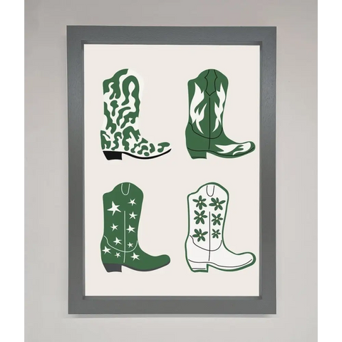 Cowboy Boots Framed Print - A3 (29.7 x 42 cm) / Dark Grey - Framed Print