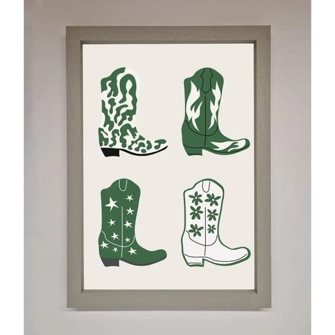 Cowboy Boots Framed Print - A3 (29.7 x 42 cm) / Grey - Framed Print