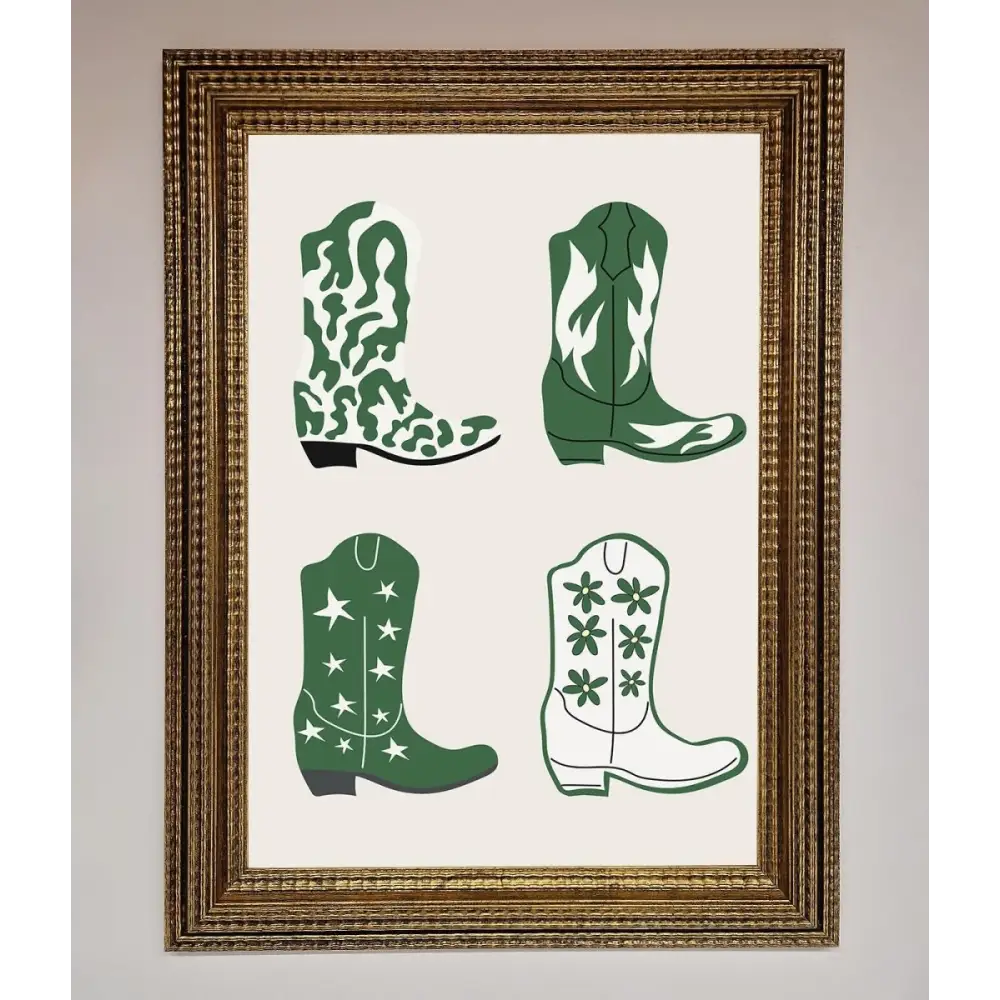 Cowboy Boots Framed Print - A3 (29.7 x 42 cm) / Ornate Gold - Framed Print