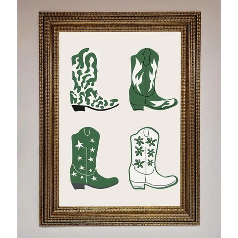 Cowboy Boots Framed Print - A3 (29.7 x 42 cm) / Ornate Gold - Framed Print