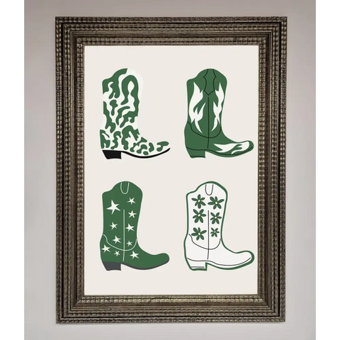 Cowboy Boots Framed Print - A3 (29.7 x 42 cm) / Ornate Silver - Framed Print