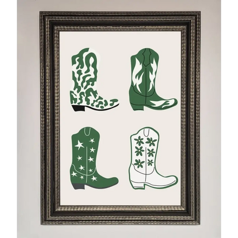 Cowboy Boots Framed Print - A3 (29.7 x 42 cm) / Ornate Silver Black - Framed Print