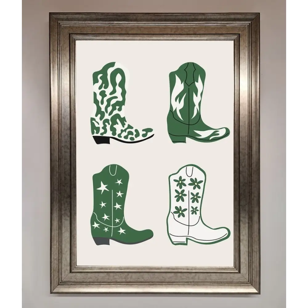 Cowboy Boots Framed Print - A3 (29.7 x 42 cm) / Silver - Framed Print