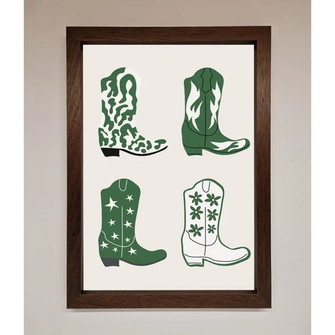 Cowboy Boots Framed Print - A3 (29.7 x 42 cm) / Walnut - Framed Print