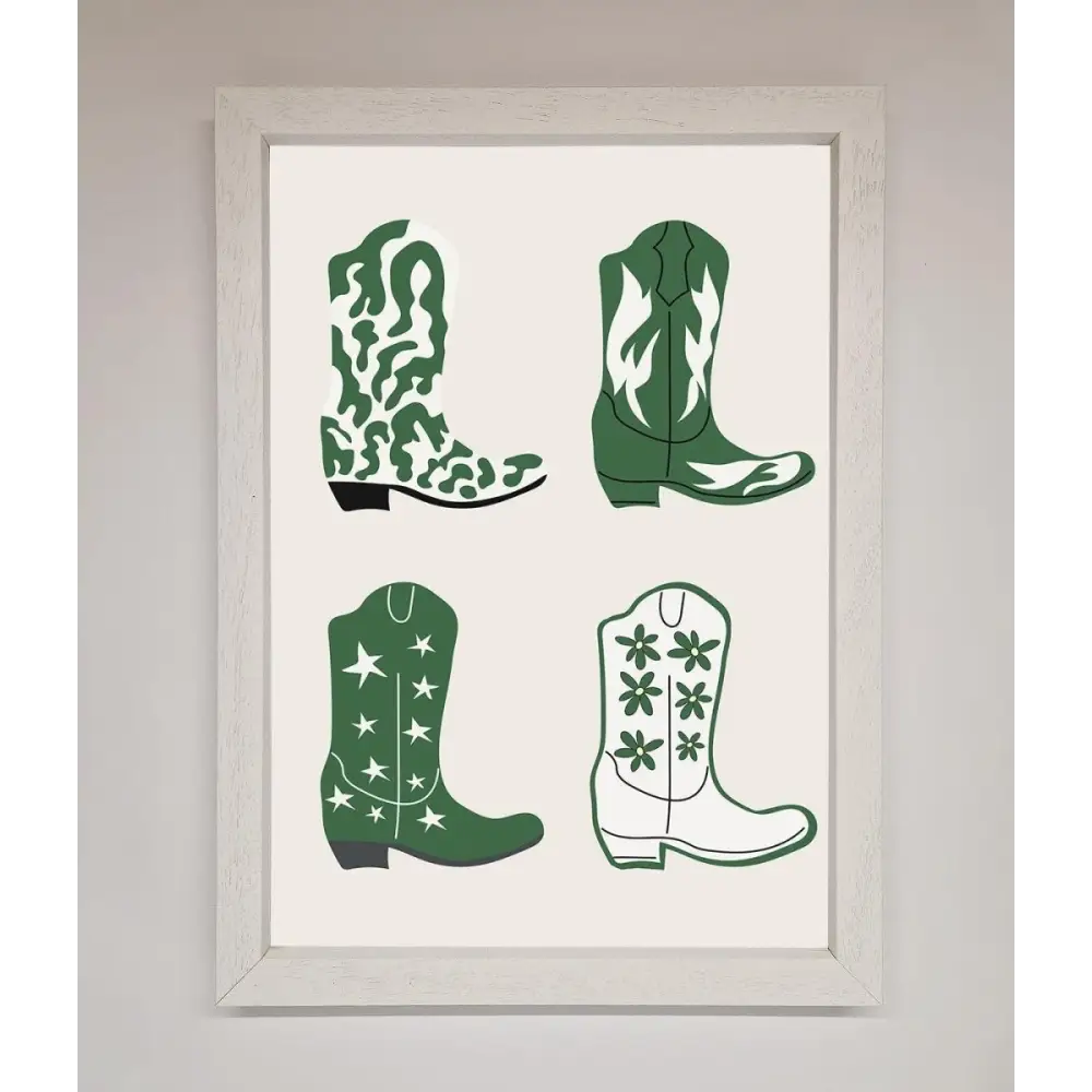 Cowboy Boots Framed Print - A3 (29.7 x 42 cm) / White - Framed Print
