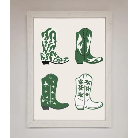 Cowboy Boots Framed Print - A3 (29.7 x 42 cm) / White - Framed Print