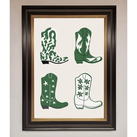 Cowboy Boots Framed Print - B0 (100 x 141 cm) / Black Gold - Framed Print