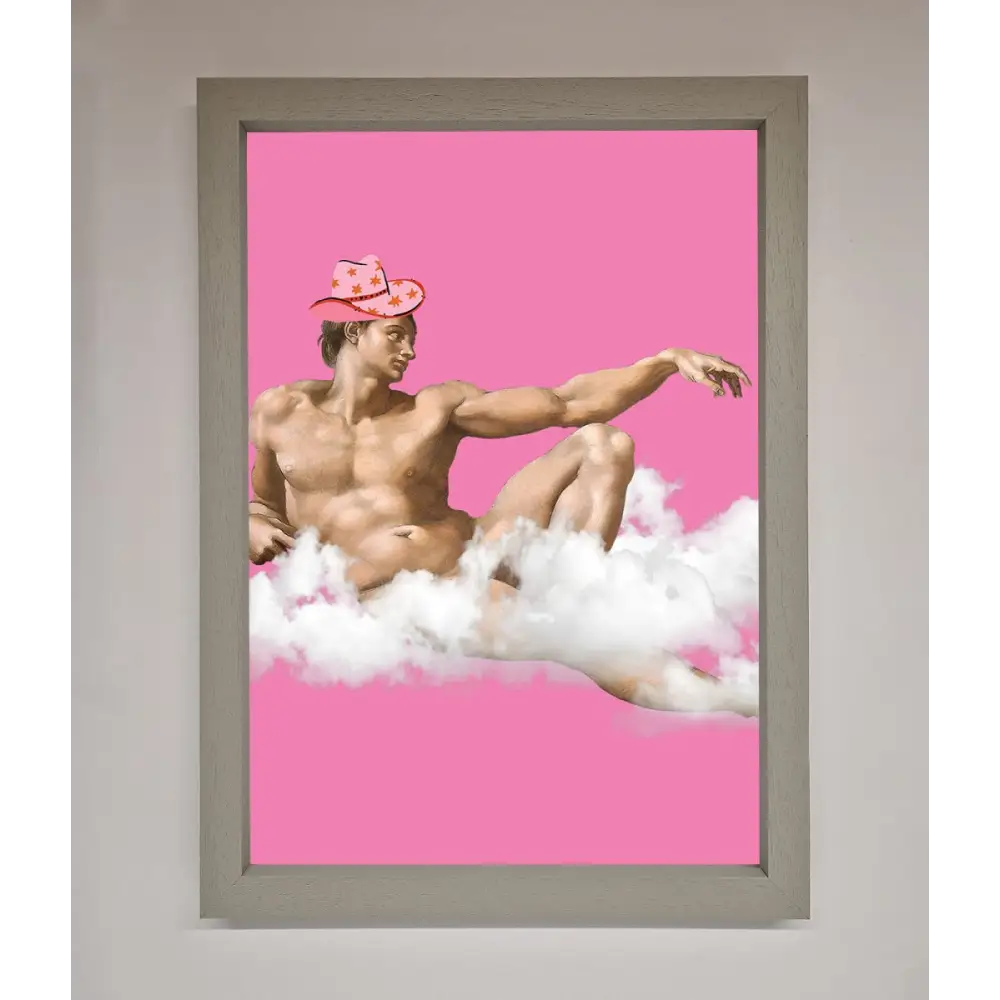 Cowboy On A Cloud Framed Poster - A3 (29.7 x 42 cm) / Grey - Framed Print