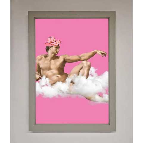 Cowboy On A Cloud Framed Poster - A3 (29.7 x 42 cm) / Grey - Framed Print