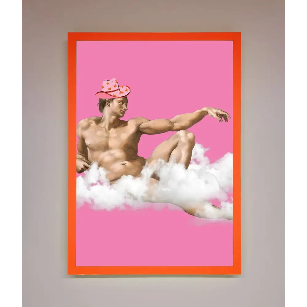 Cowboy On A Cloud Framed Poster - A3 (29.7 x 42 cm) / Neon Orange - Framed Print