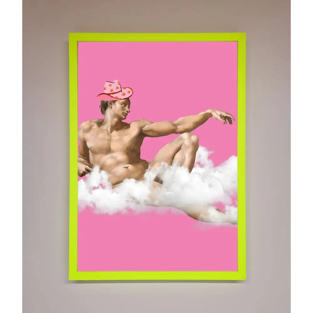 Cowboy On A Cloud Framed Poster - B0 (100 x 141 cm) / Neon Green - Framed Print