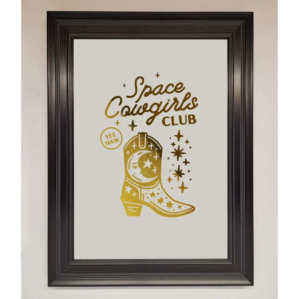 Cowgirl Boot Foil Print - A1 (59.4 x 84.1 cm) / Matt Black - Framed Print