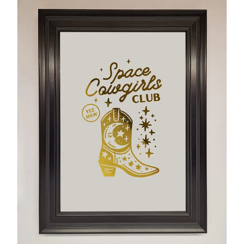 Cowgirl Boot Foil Print - A1 (59.4 x 84.1 cm) / Matt Black - Framed Print