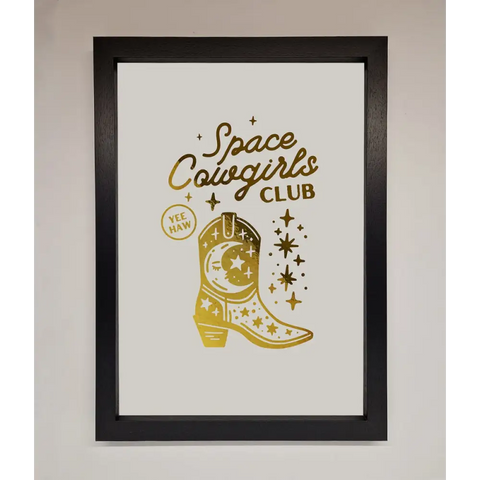 Cowgirl Boot Foil Print - A3 (29.7 x 42 cm) / Black - Framed Print