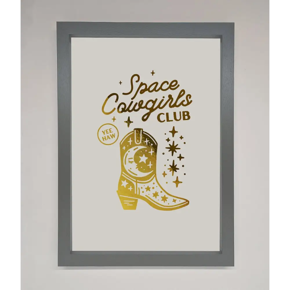 Cowgirl Boot Foil Print - A3 (29.7 x 42 cm) / Dark Grey - Framed Print