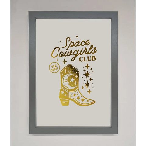 Cowgirl Boot Foil Print - A3 (29.7 x 42 cm) / Dark Grey - Framed Print