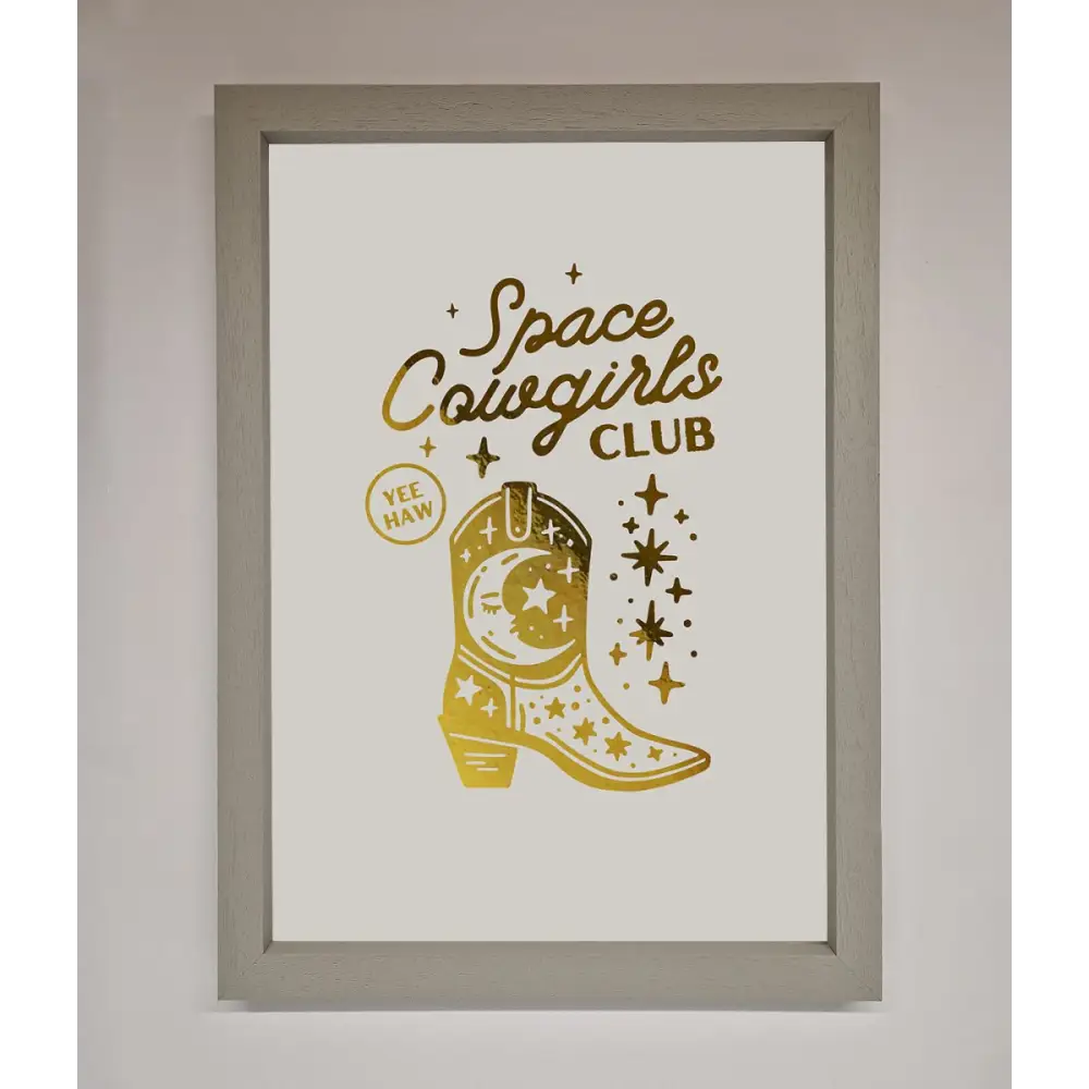 Cowgirl Boot Foil Print - A3 (29.7 x 42 cm) / Grey - Framed Print