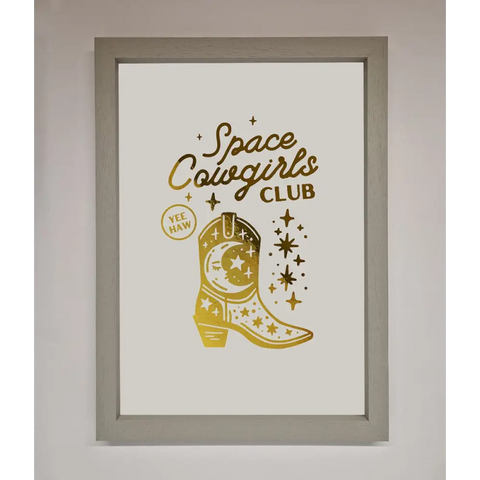 Cowgirl Boot Foil Print - A3 (29.7 x 42 cm) / Grey - Framed Print