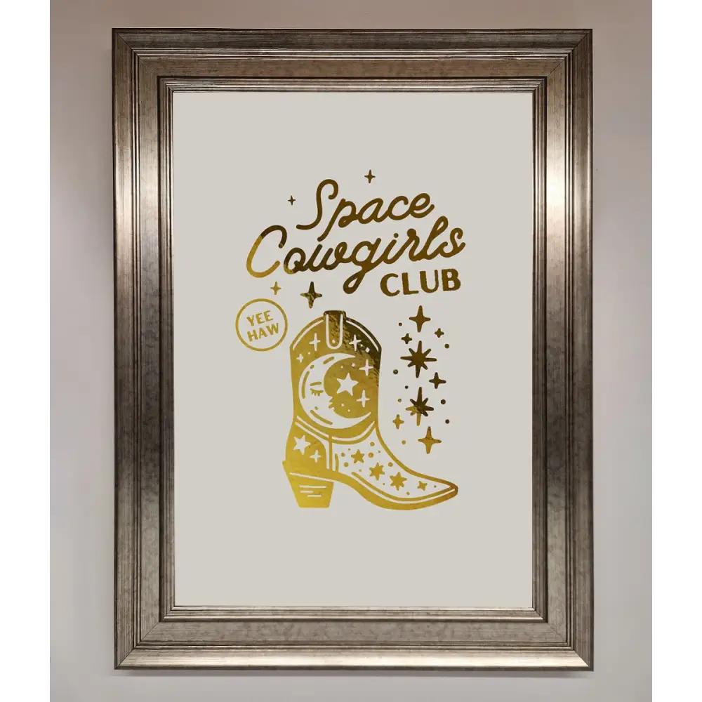 Cowgirl Boot Foil Print - A3 (29.7 x 42 cm) / Silver - Framed Print