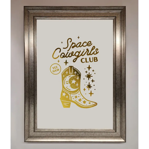 Cowgirl Boot Foil Print - A3 (29.7 x 42 cm) / Silver - Framed Print