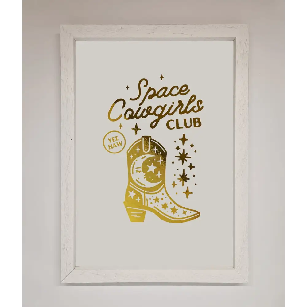 Cowgirl Boot Foil Print - A3 (29.7 x 42 cm) / White - Framed Print