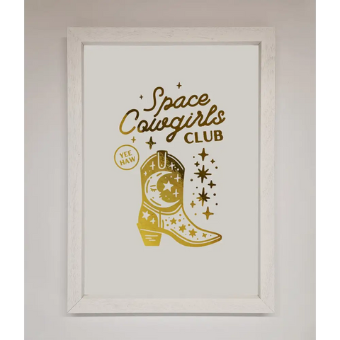 Cowgirl Boot Foil Print - A3 (29.7 x 42 cm) / White - Framed Print