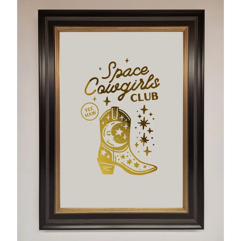 Cowgirl Boot Foil Print - B0 (100 x 141 cm) / Black Gold - Framed Print
