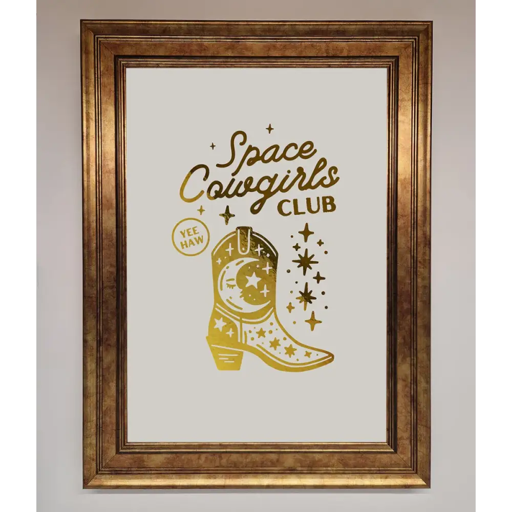 Cowgirl Boot Foil Print - B0 (100 x 141 cm) / Bronze - Framed Print