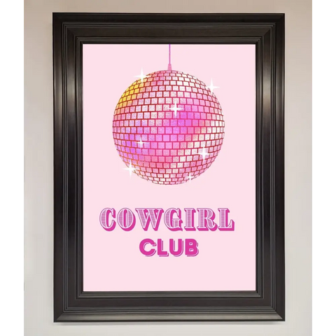 Cowgirl Club Disco Ball Framed Print - A1 (59.4 x 84.1 cm) / Matt Black - Framed Print