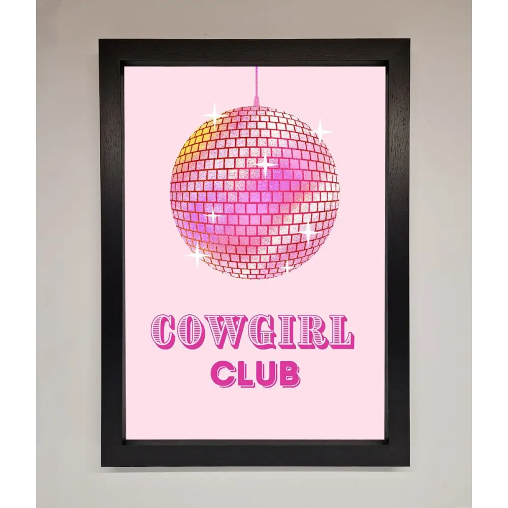 Cowgirl Club Disco Ball Framed Print - A3 (29.7 x 42 cm) / Black - Framed Print
