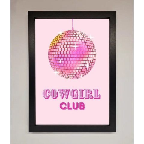 Cowgirl Club Disco Ball Framed Print - A3 (29.7 x 42 cm) / Black - Framed Print