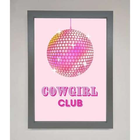 Cowgirl Club Disco Ball Framed Print - A3 (29.7 x 42 cm) / Dark Grey - Framed Print