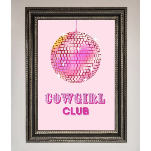Cowgirl Club Disco Ball Framed Print - A3 (29.7 x 42 cm) / Ornate Silver Black - Framed Print