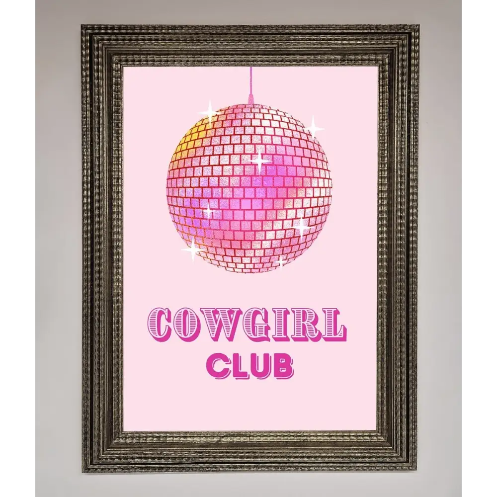 Cowgirl Club Disco Ball Framed Print - A3 (29.7 x 42 cm) / Ornate Silver - Framed Print
