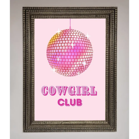 Cowgirl Club Disco Ball Framed Print - A3 (29.7 x 42 cm) / Ornate Silver - Framed Print