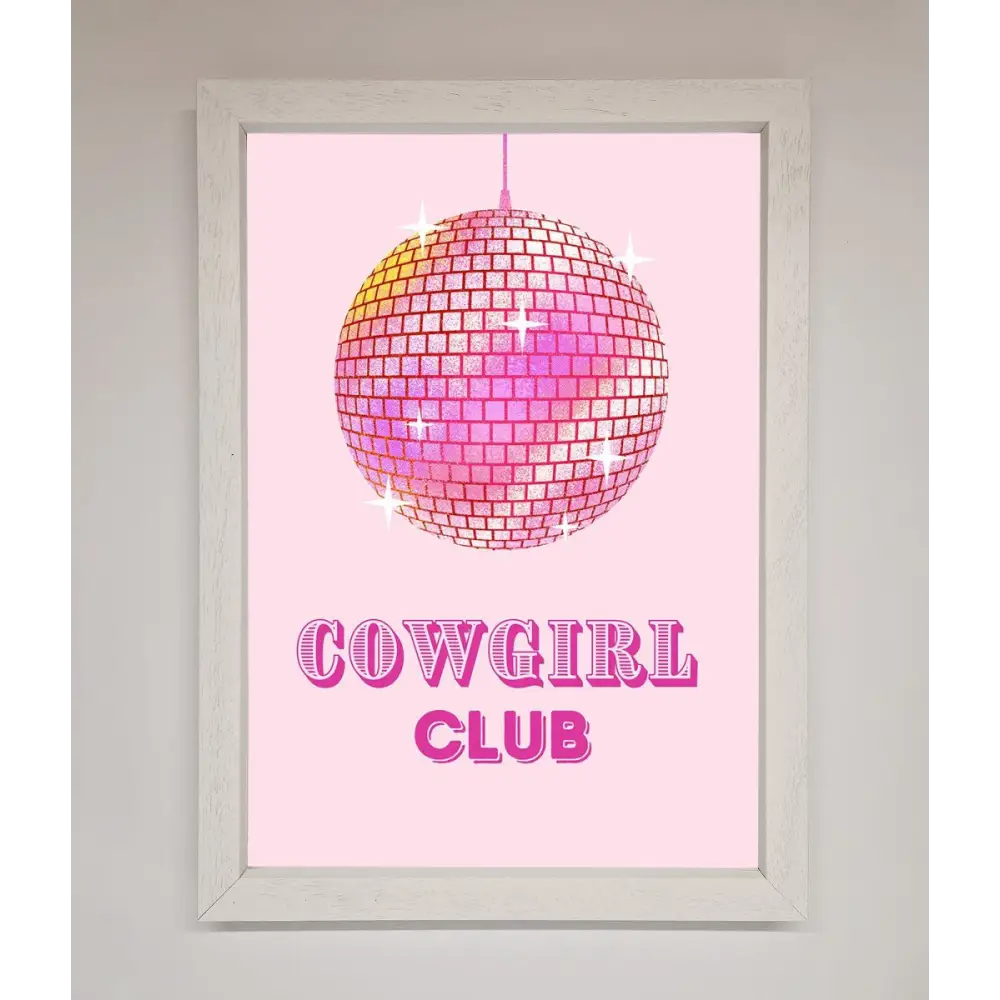 Cowgirl Club Disco Ball Framed Print - A3 (29.7 x 42 cm) / White - Framed Print